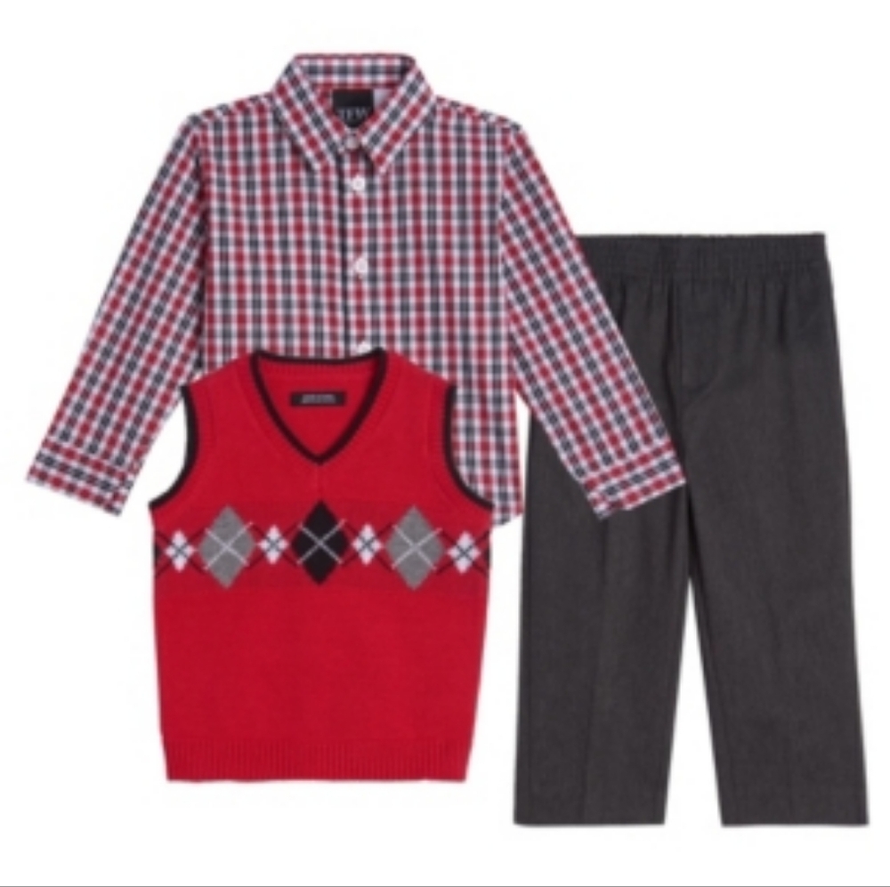 Little Boys Argyle 3 Piece Sweater Set